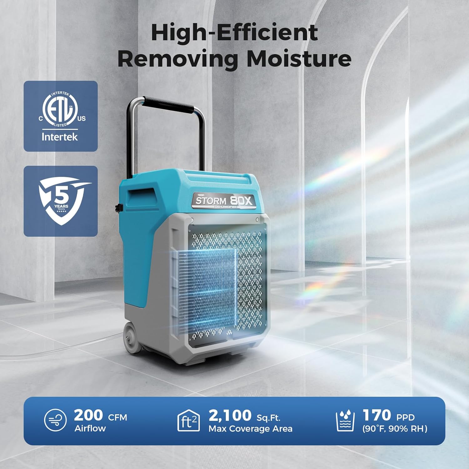 ALORAIR LGR Commercial Dehumidifier with Pump & Drain Hose, Portable Industrial Dehumidifiers with Wheels for Water Damage Restore, Basement, Garage, 5 Years Warranty