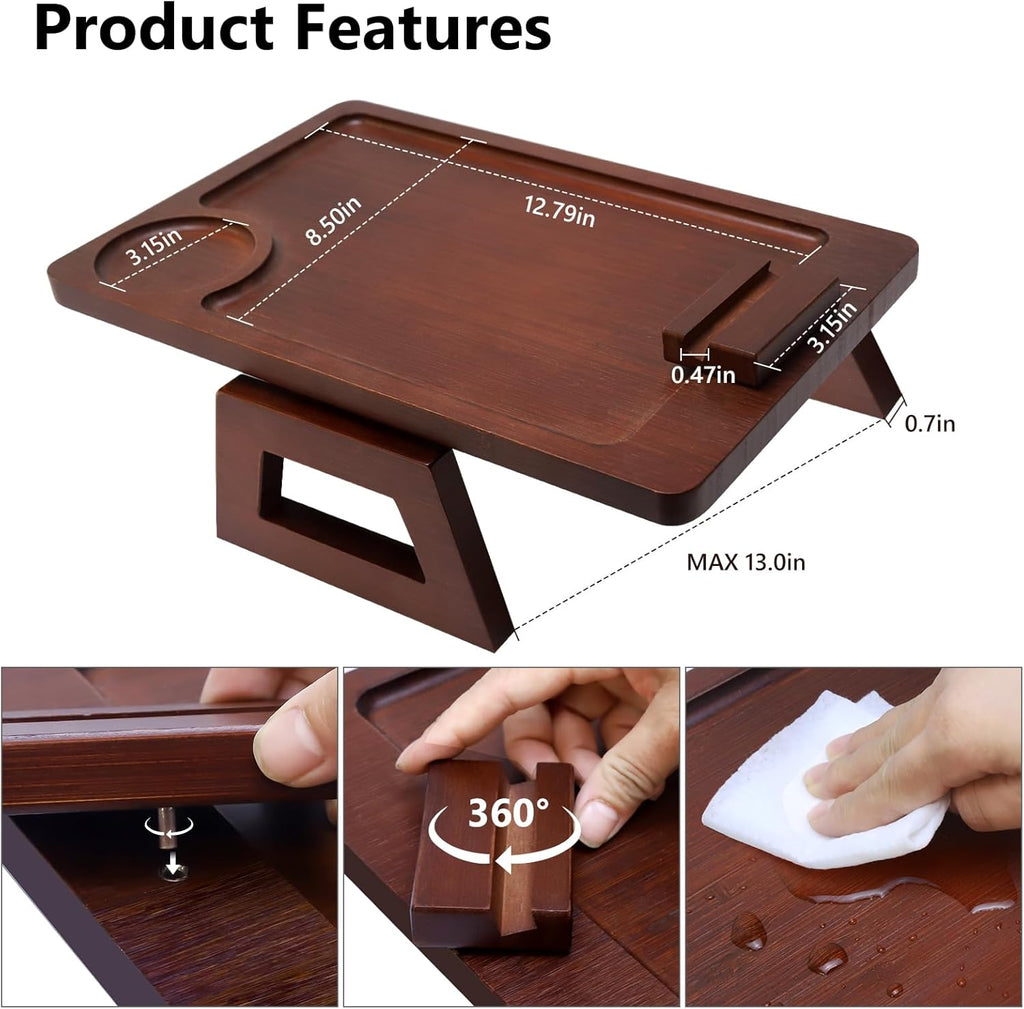 Couch Trays & Sofa Armrest Table - Multi-Functional Arm Trayes for Couch, Perfect Sofa Arm Tray Table for Snacks & Drinks
