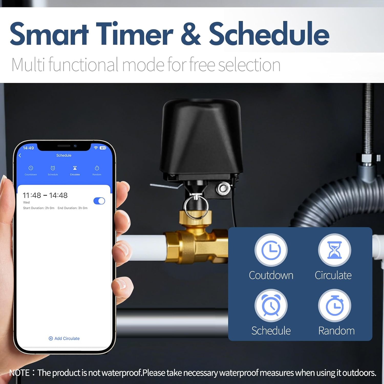 Owfeel WiFi Smart Water Valve, APP Remote Control, DN15 Ball Brass Water Valve, Compatible With Alexa, Google and Application Program iOS/Android, Only Supports 2.4 GHz WiFi (1/2")