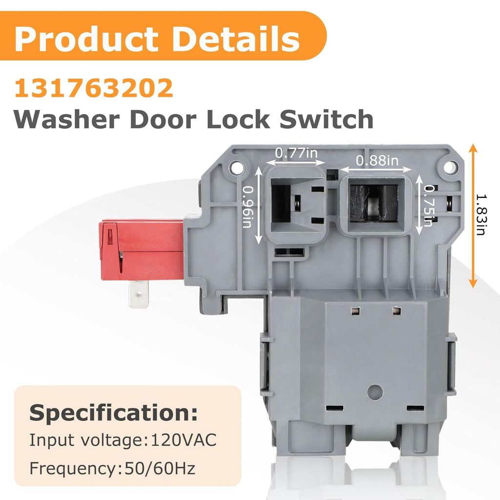 Upgraded 131763202 131763256 1317632 131763255 Washer Door Lock Switch and 131763310 131763302 Washer Door Striker for Frigidaire Kenmore Crosley FAFW4011LW0 FAFW3511KW0 Washing Machine