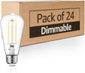 Mastery Mart 24 Pack Vintage LED Light Bulb 5000K Daylight White, Dimmable, 5.5W (60 Watt Equivalent), ST21/ ST64 Clear Glass Antique Edison Style, 500LM E26 Decorative Filament Bulb