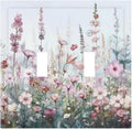 Pink Floral Watercolor Botanical Wildflowers Decorative Switch Plates 2 Gang Double Toggle Outlet Light Switch Cover Wall Plate Electrical Faceplate For Bed Room Living Room Decor