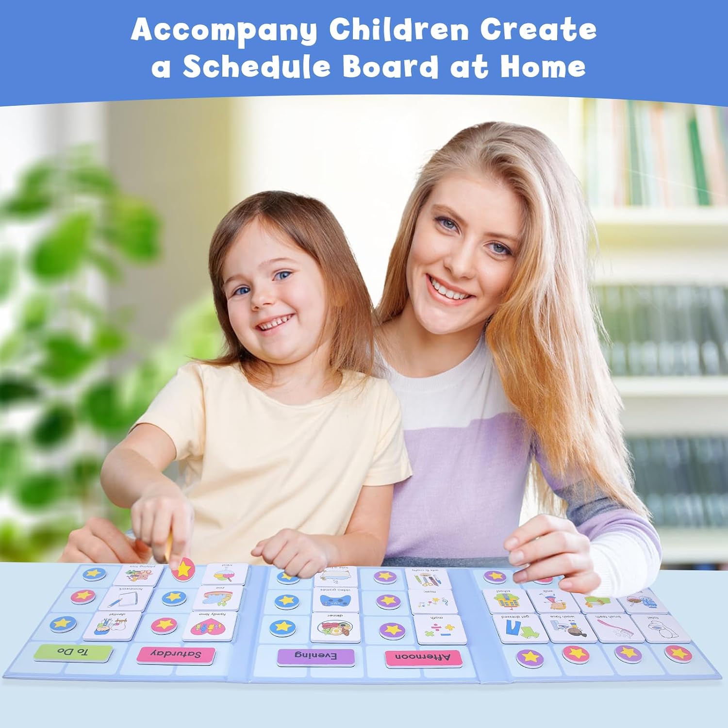 Magnetic Visual Schedule for Kids, Kids Chore Chart Cards for Morning & Bedtime, Daily Routine Chart Autism ADHD Tools for Kids,96 Magnets and Board