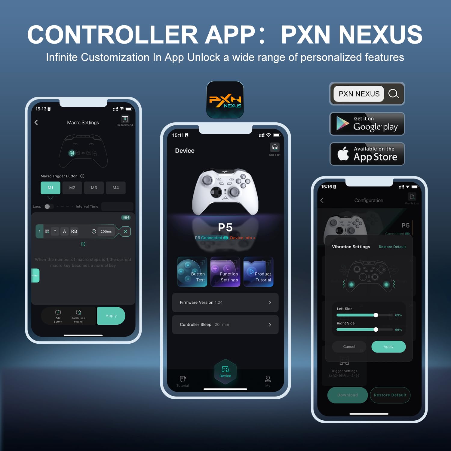 PXN P5 PC Gaming Controller, 2.4G Wireless Gaming Controller, Hall Effect Joystick, Hall Triggers, Dual Vibrators, APP, POM, Wake-up, 4-Macro, 3-Mode(2.4G/BT/SW), for PC,Switch,Android,iOS - White