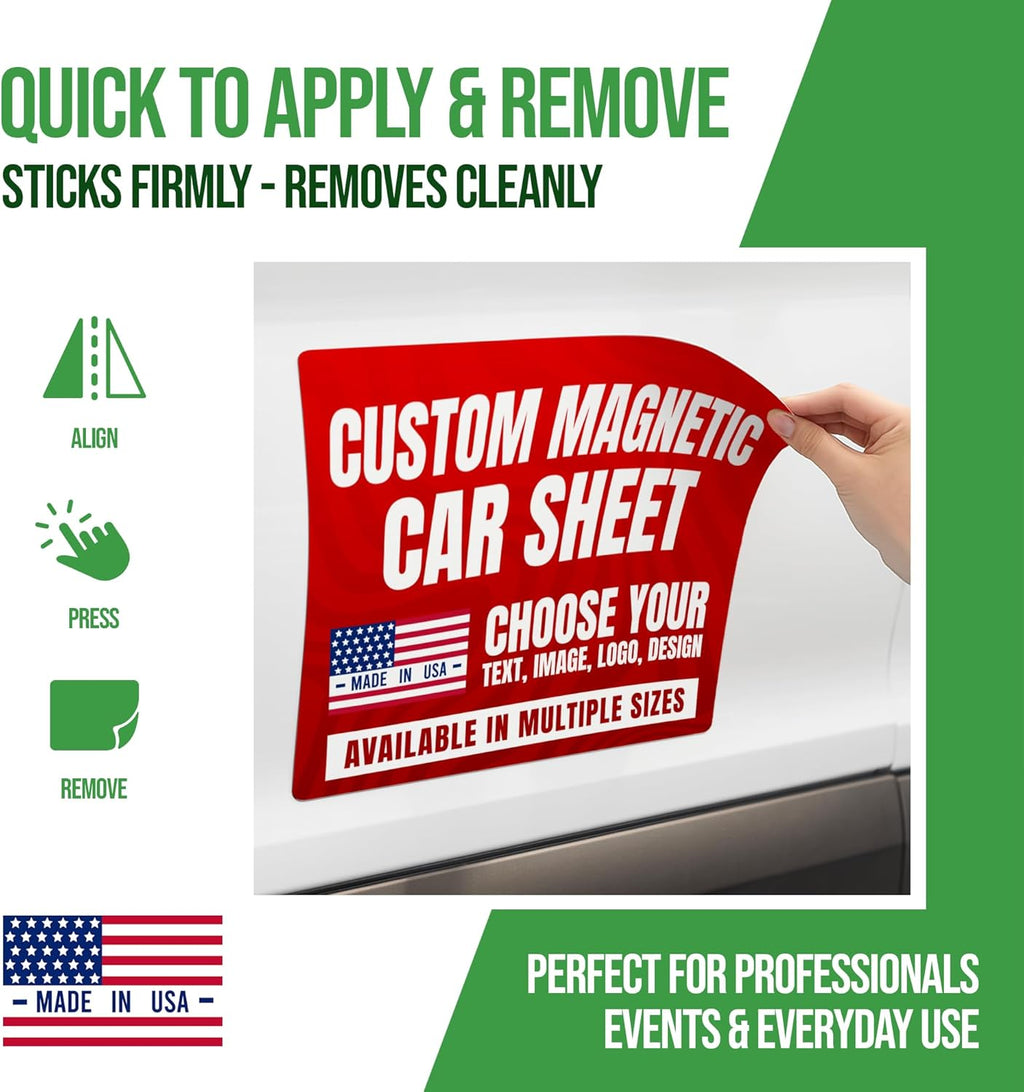 Pack of 2 Custom Vehicle Signs by BCB – Personalized Magnetic Door Decals | Removable Advertising Signage for Cars, Trucks & Vans | Customizable Magnetic Sheets | Multiple Sizes | Made in USA