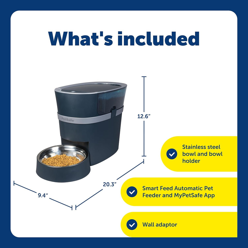 PetSafe Smart Feed Pet Feeder, Automatic Cat Feeder, Automatic Dog Feeder with App, Compatible With Alexa, Apple, Android, Backup Batteries For Power Outage, Black