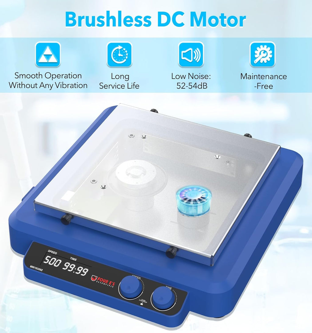 FOUR E'S SCIENTIFIC Orbital and Linear Shaker, 20-500 RPM Lab Orbital Rotator Shaker with Brushless DC Motor, Max. Load Capacity 7.5 KG