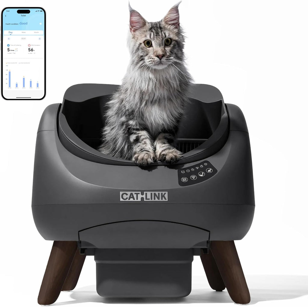 CATLINK Self Cleaning Cat Litter Box Open-X, 5G & 2.4G WiFi, Safe Anti-Pinch Automatic Litter Box Open Top, AI Waste Analysis Health Monitor for Multi-Cat Recognition, App Control, Odor Free