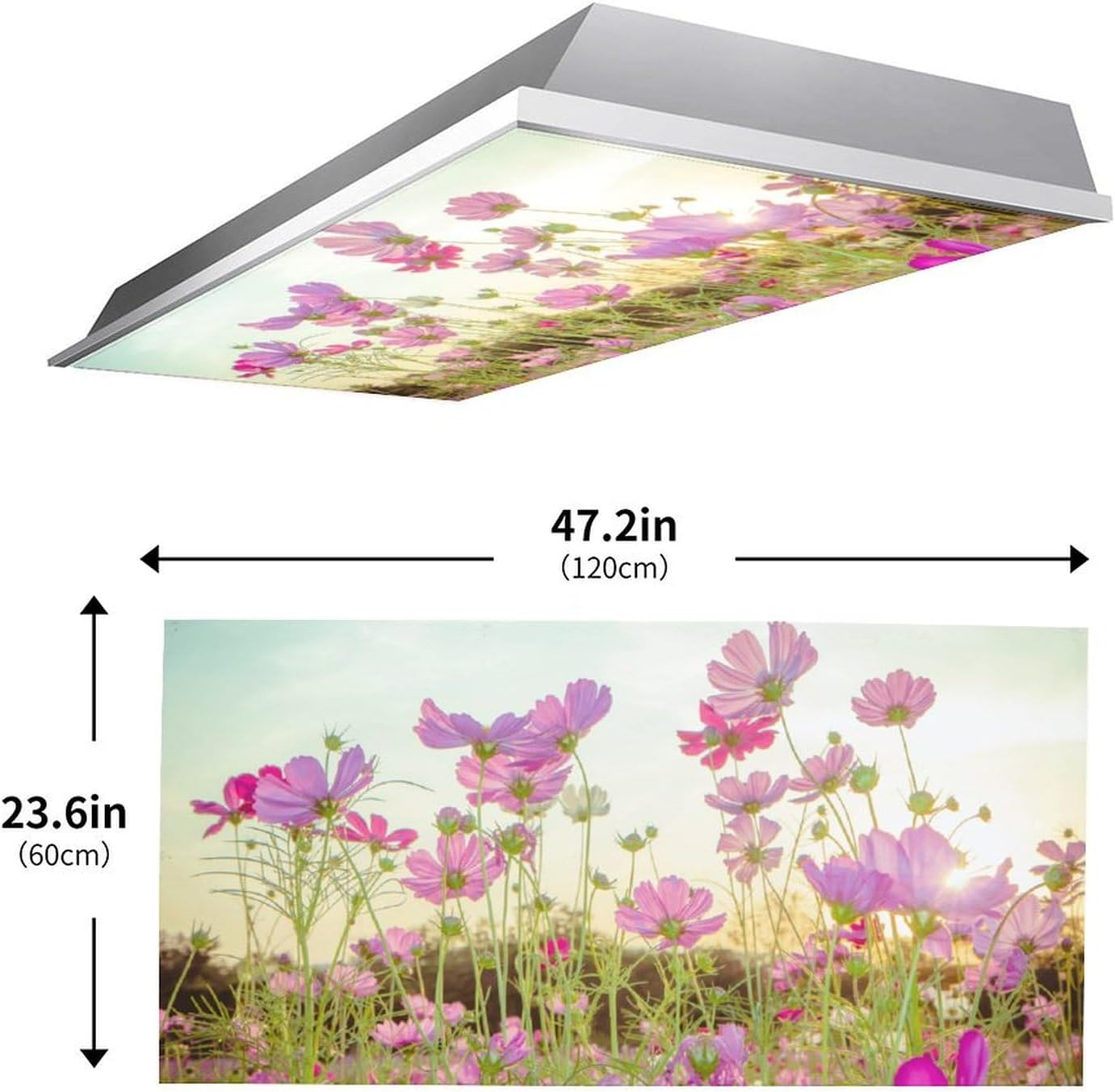 2PCS Fluorescent Light Cover for Ceiling Light Flower Patten Magnetic Light Cover Fluorescent Light Shade Panel,Decorative Film Filter for Reducing Harsh Glare Flicker Home School Office Decorations