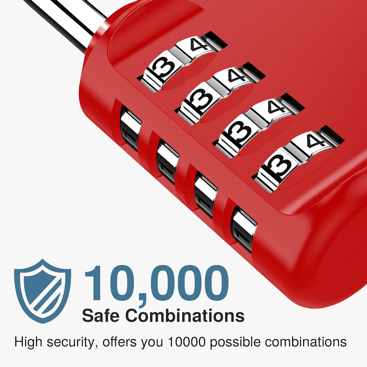 Puroma 4 Pack Combination Lock for Locker 4 Digit Outdoor Waterproof Padlock for School, Gym, Sports, Fence, Toolbox, Gate, Case, Outdoor, Hasp Storage, Cabinets (Red)