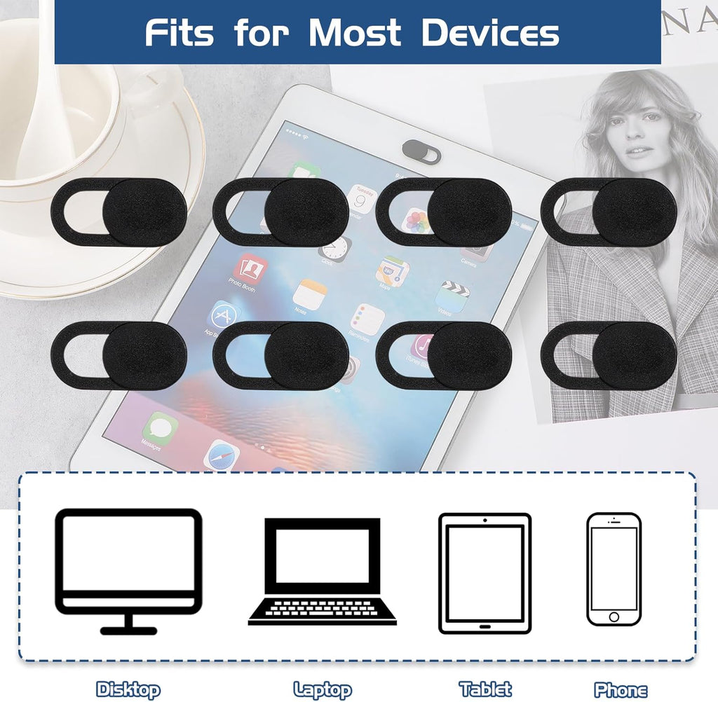50 Pcs Webcam Cover Slide, 0.023 Inch Ultra-Thin Universal Laptop Camera Cover Slide Webcam Cover for Laptop, Computer(Black)
