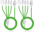 2Pack Multi Charging Cable for Apple Watch Charger 4 in 1 Travel Essentials RV Camping Essentials USB C/L/Micro Compatible with iWatch Series 11-1/iPhone 17/16/15/Android Airplane Gadgets-4FT/Green