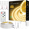 White LED Strip Lights, 131ft Dimmable 24V LED Lights Strip 3000K Bright Warm White, Flexible Tape Lights for Bedrooms, Kitchen, Cabinet, Christmas Decor, 2 Rolls of 65.6ft