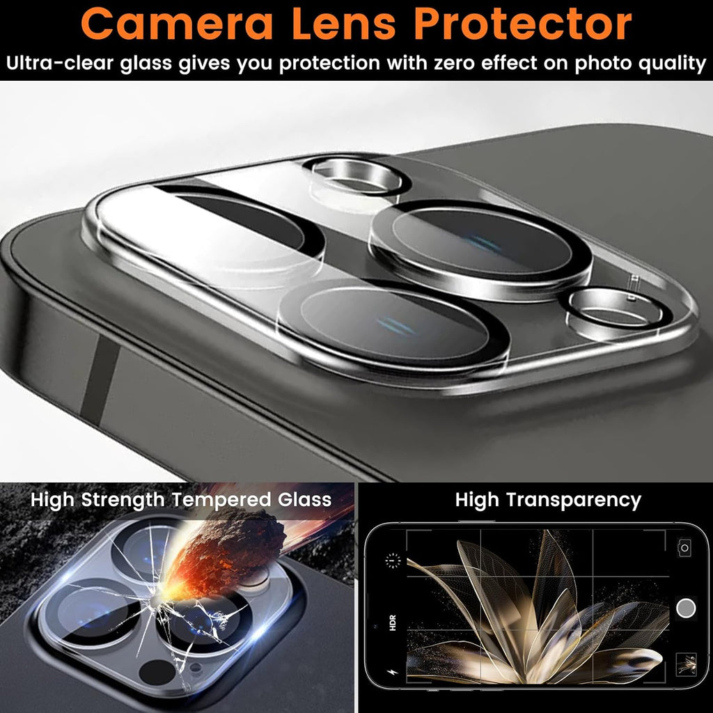 4+4 Pack Privacy Screen Protector for iPhone 15 Pro Max 6.7-Inch with 4 Pack Camera Lens Protector, Anti Spy Tempered Glass Film 9H Hardness Case Friendly
