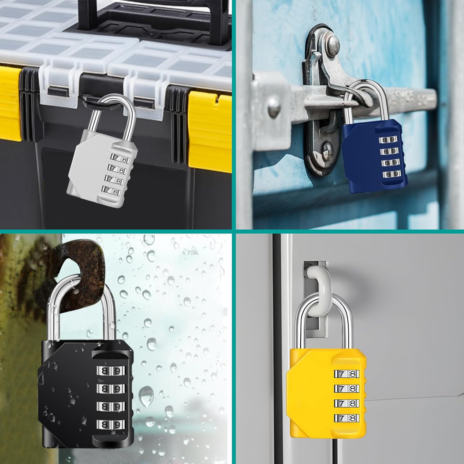 ZHEGE Combination Lock, 4 Digit Combination Padlock Outdoor, School Lock, Gym Locks (Yellow)