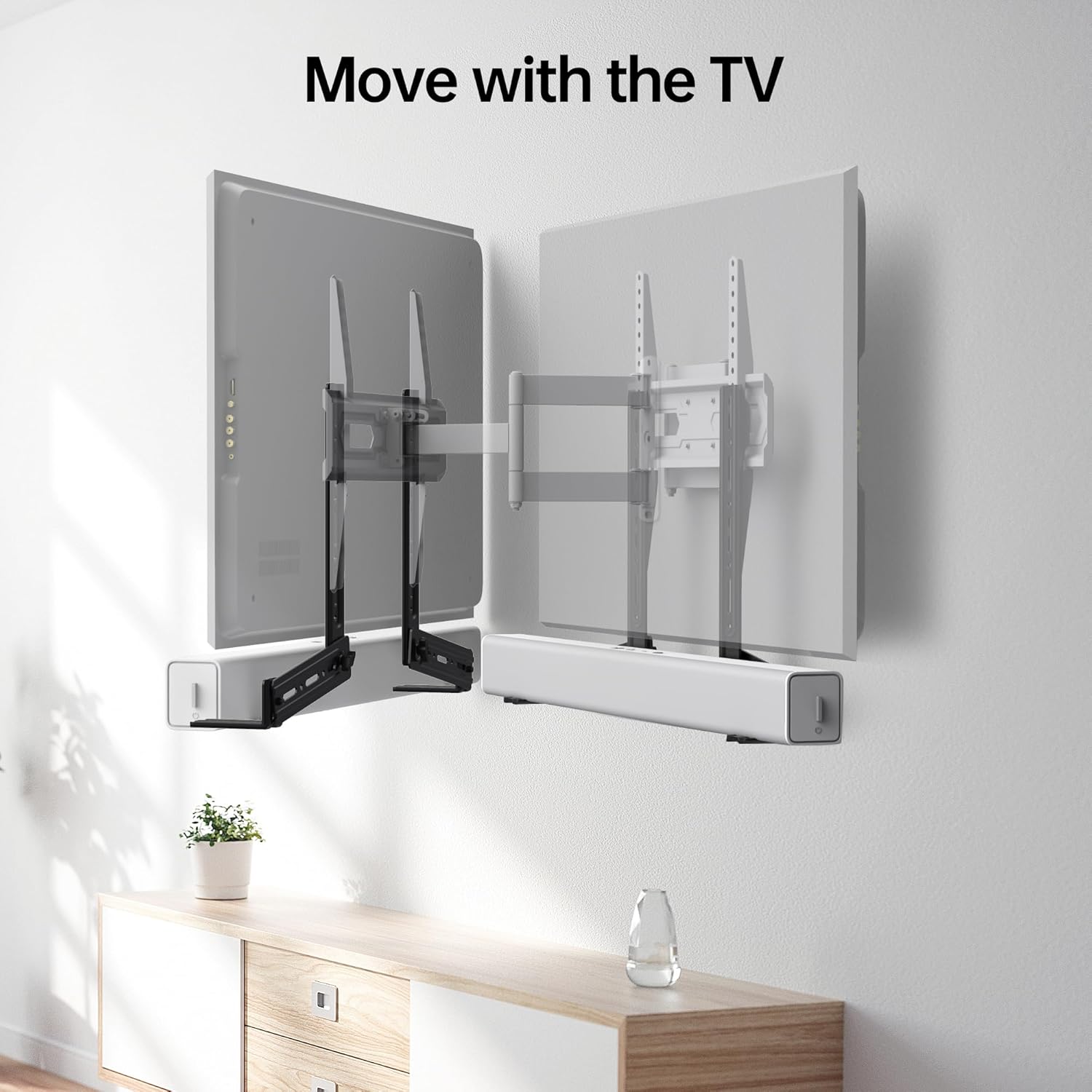 USX MOUNT Soundbar Mount, Sound Bar Mount for Mounting Above or Under TV, Fits Most of Sound Bars Up to 16 Lbs, with Detachable Extension Plates