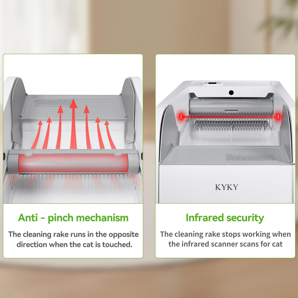 S6 Self Cleaning Litter Box, Upgraded Automatic Cat Litter Box Self Cleaning That Can Use Clumping Cat Litter, Open Design with Cats Taking to It Immediately, Anti Pinch and Odorless(Light Gray)
