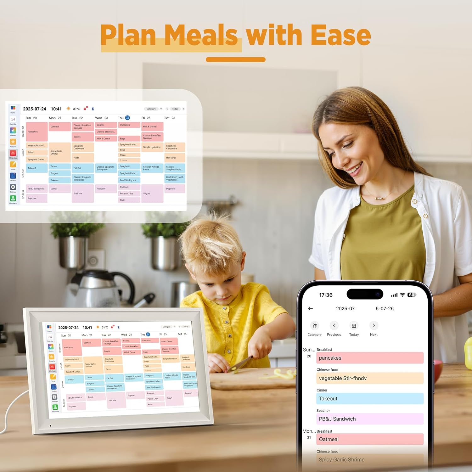 15.6 Inch Digital Calendar - Full HD IPS Smart Touchscreen Family Planner with Octa Core & 64GB, offering an Anti-Glare Electronic Calendar, Chore Chart, and Multi-Sync—Perfect Christmas Gift for Home