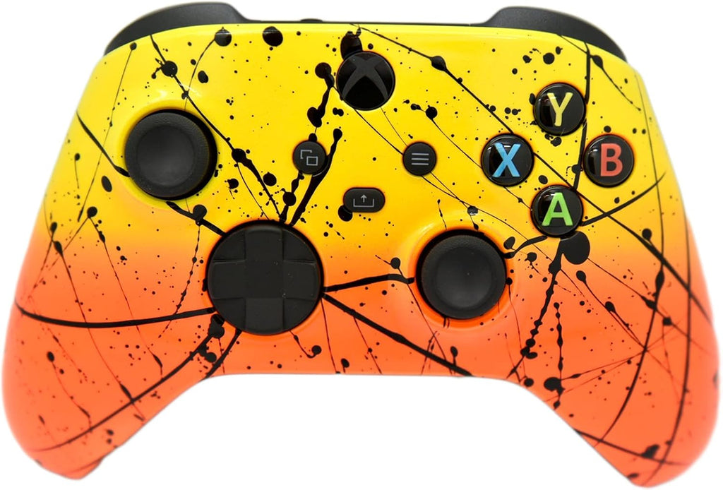 Hand Airbrushed Fade Custom Controller Compatible with Xbox Series X/S & Xbox One (Series X/S Orange & Yellow)