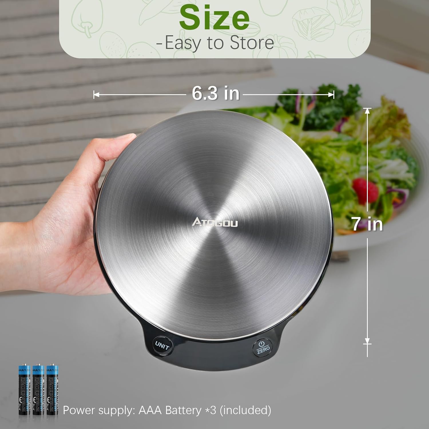 Atogou Smart Nutritional Scale, 0.005oz / 0.1g High Precision, Free APP with Nutrients Tracking, Calorie, Marco, Ounces and Grams, for Kitchen, Weight Loss, Meal Prep, etc. Black & Grey