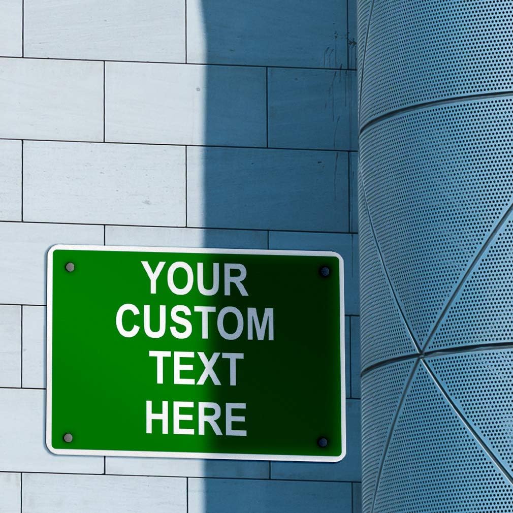 Aluminum Weatherproof Metal Sign Multiple Sizes Custom Personalized Text Here Green White Directions Horizontal Street Signs 14x10Inches