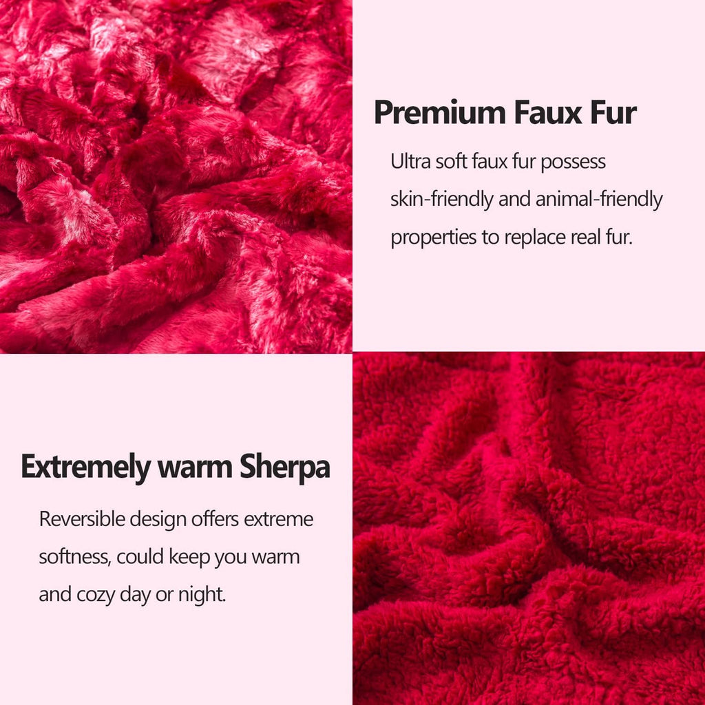 NEWCOSPLAY Super Soft Faux Fur Throw Blanket for Couch Tie-dye Red Sherpa Fuzzy Plush Warm Blanket for Sofa Bed (Tie-dye Red, Throw(40"x50"))