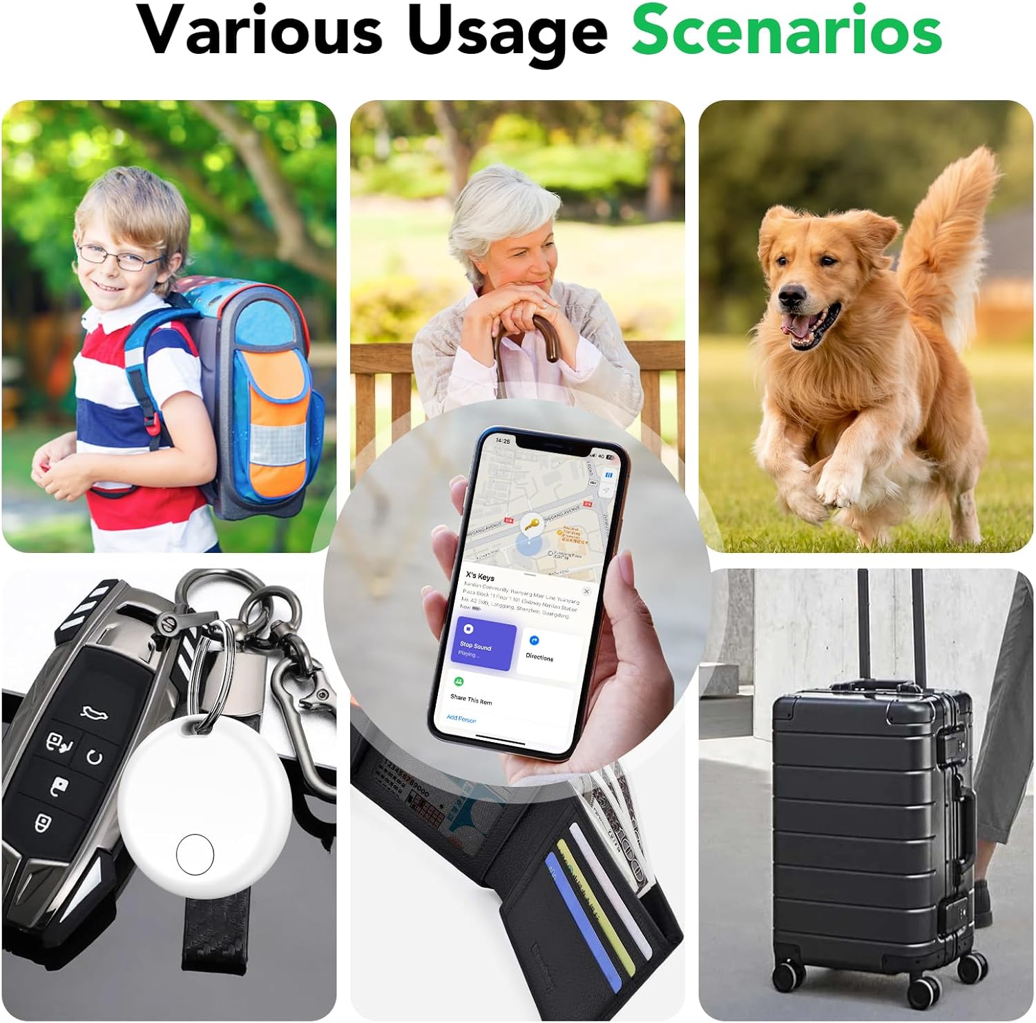 Air Tracker Tags-4 Pack: Smart Bluetooth Tracker, Item Finder Works with Apple Find My (iOS Only) App, Trakcer Tag Locator for Keys, Luggage, Satchel, weTag mini. (Not for Android Devices)