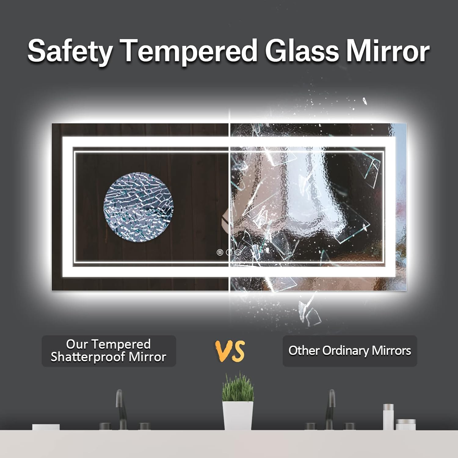 72 x 32 Inch LED Mirror for Bathroom with Front and Backlit,Large Lighted Bathrooom Mirrors for Wall,3 Colors Stepless Dimming Bathrooom Vanity Mirror LED Lights, Anti-Fog, Memory