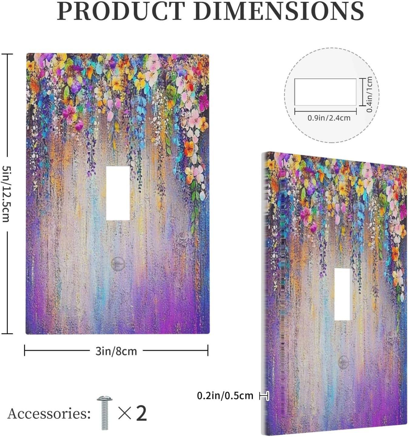 Colorful Country Flower Wildflower Floral Decorative Light Switch Cover 1 Gang Single Toggle Device Electrical Faceplate Switchplates Decorator Outlet Wall Plate For Bed Room Living Room Decor