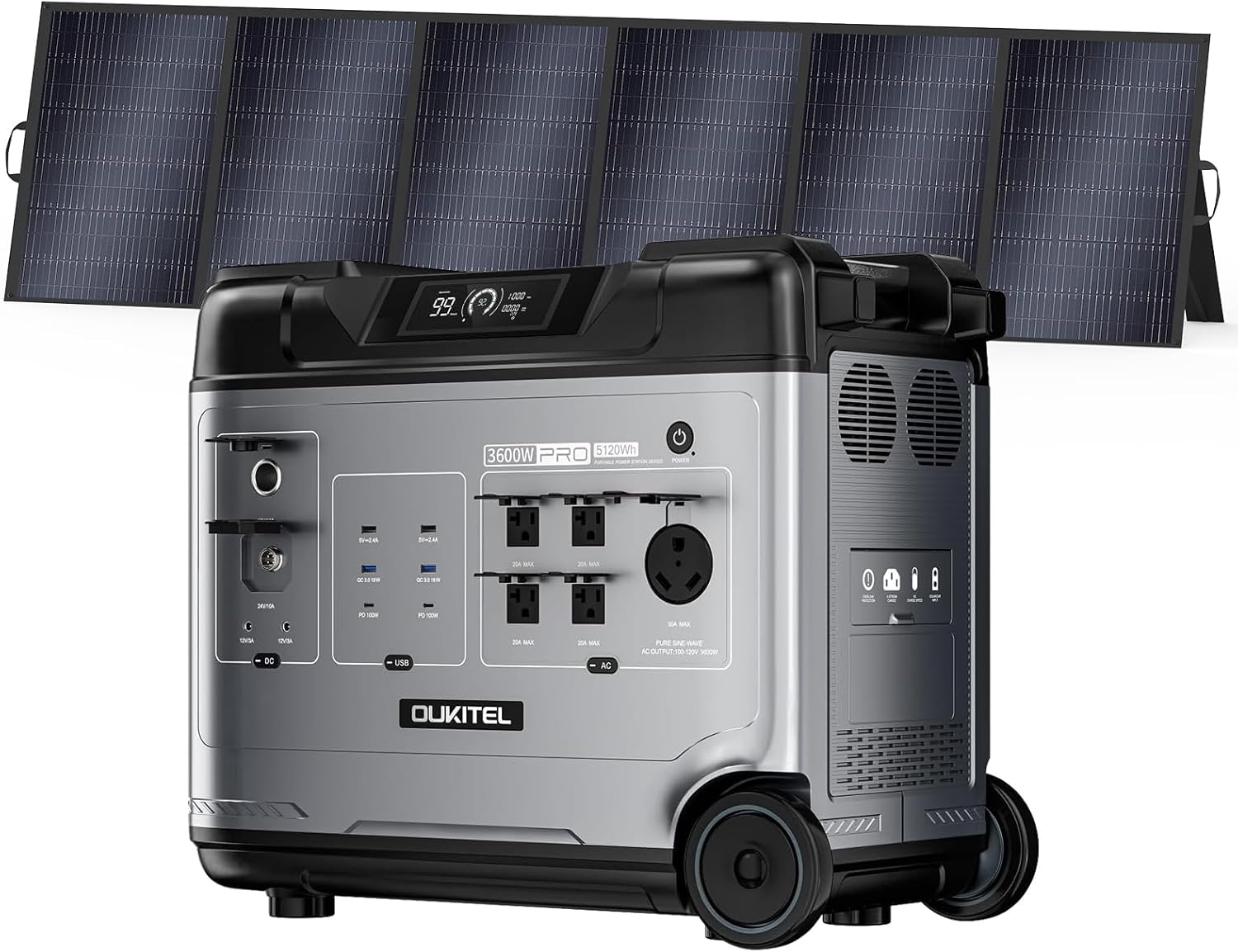 OUKITEL (2025 New) Portable Power Station P5000 Pro With 500W Solar Panel, 5x3600W AC Output (6000W Surge),5120Wh Large Capacity Solar Generator,1000W MPPT Solar for Emergency, Home Backup, Camping