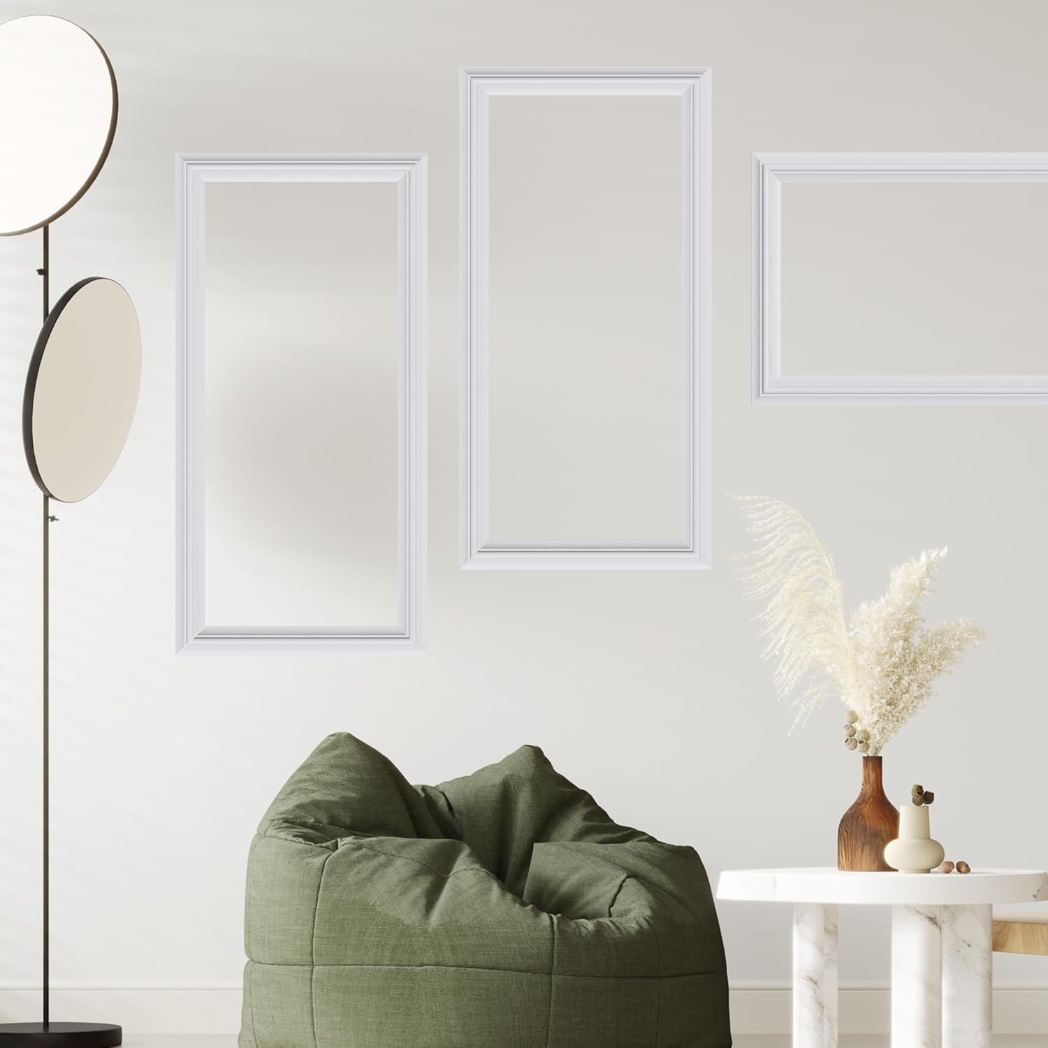 3 PCS Premade Wainscoting Panels Accent Wall Panels for Interior Wall Decor Easy DIY Build and Batten Chair Rail & Picture Frame Door Decor (8 x 16 in)
