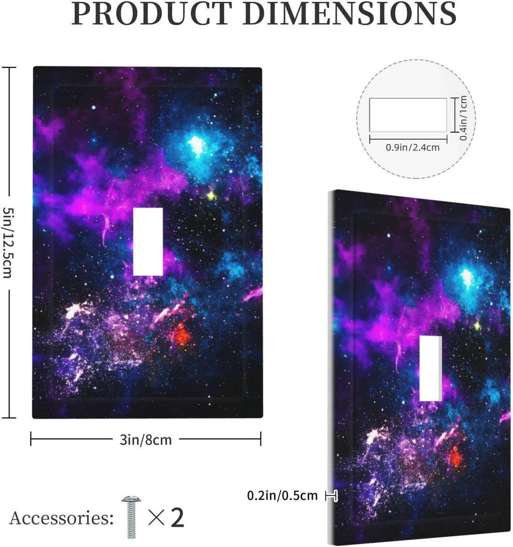 Outer Space Colorful Starry Sky Galaxy Planet Decorative Light Switch Cover 1 Gang Single Toggle Device Electrical Faceplate Switchplates Decorator Outlet Wall Plate for Bed Room Living Room Decor