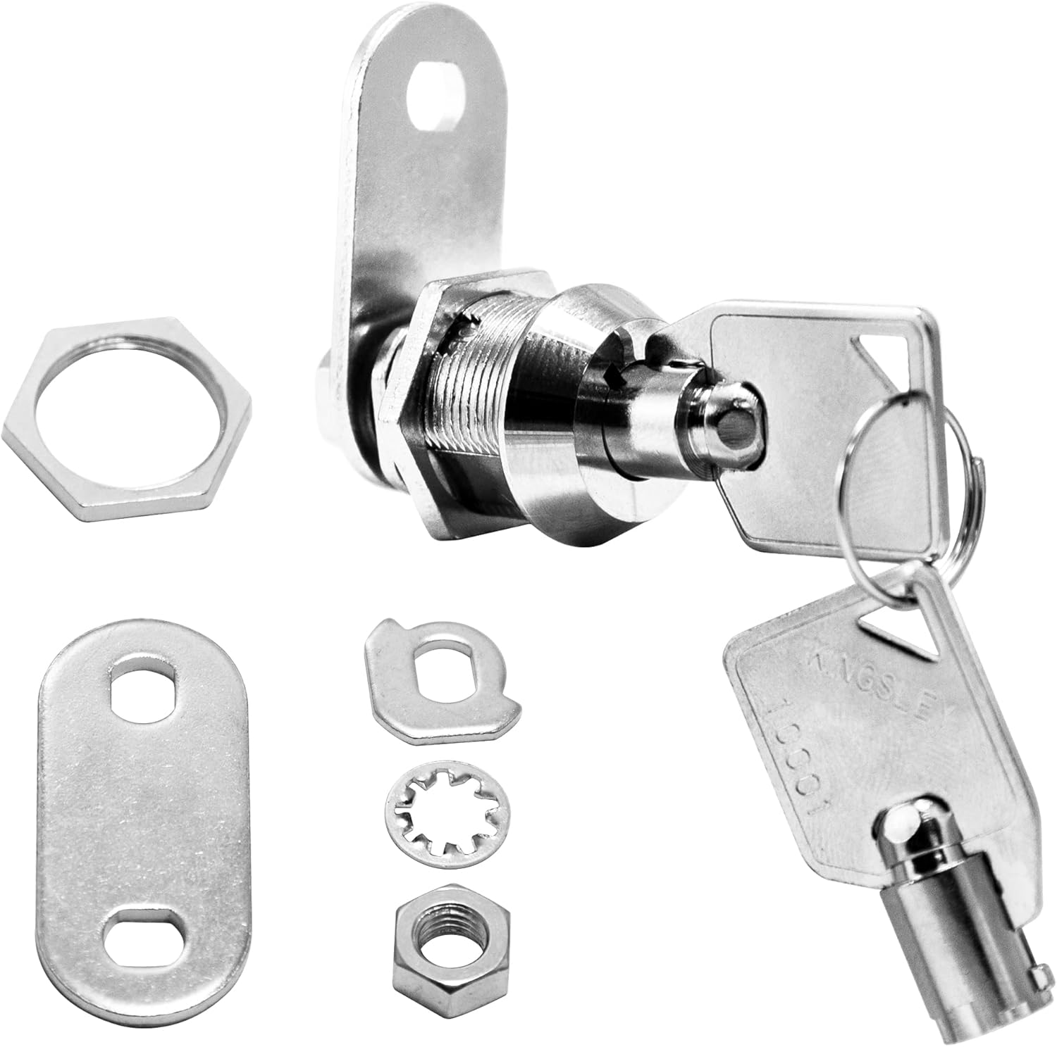 Kingsley Tubular Cam Lock - 5/8" Cylinder, Chrome Finish, Keyed Alike, RV, Cabinet, ATM, Vending & Tool Box Lock