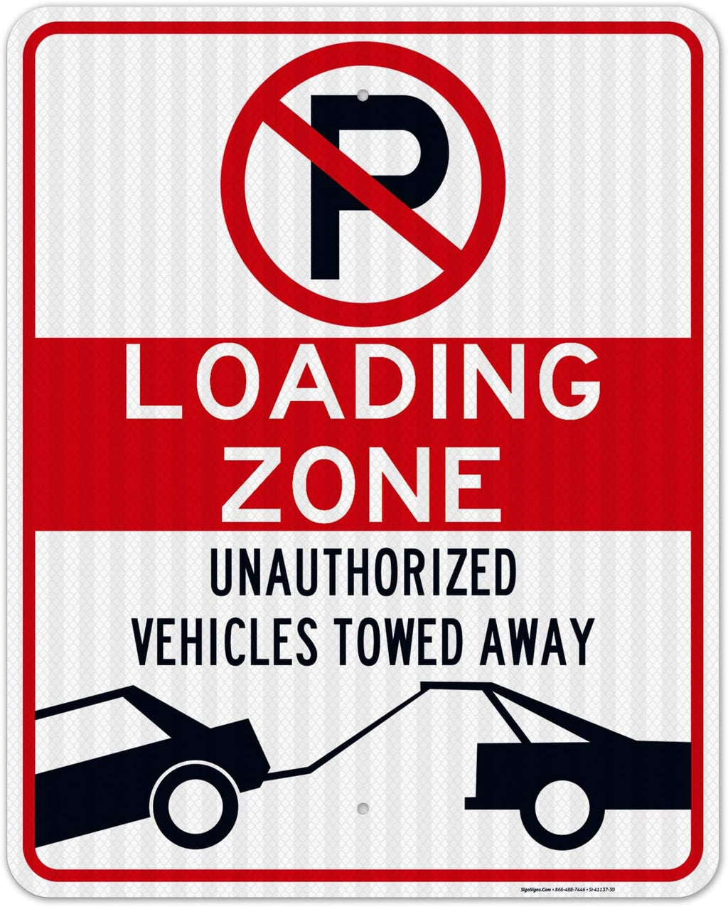 No Parking Symbol Sign, Loading Zone Sign, 24x30 Inches, 3M EGP Reflective .080 Aluminum, Fade Resistant, Indoor/Outdoor Use, Made in USA