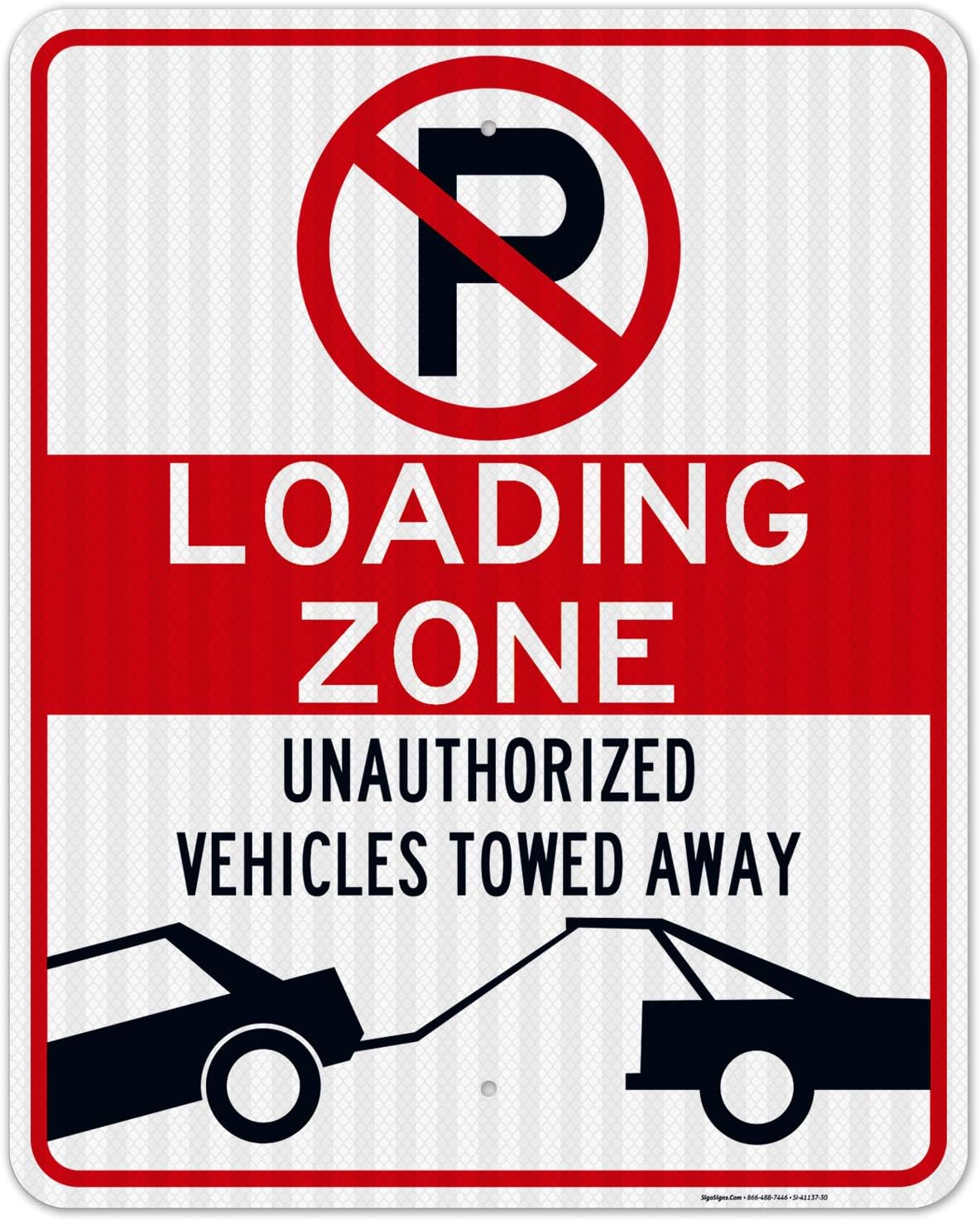 No Parking Symbol Sign, Loading Zone Sign, 24x30 Inches, 3M EGP Reflective .080 Aluminum, Fade Resistant, Indoor/Outdoor Use, Made in USA