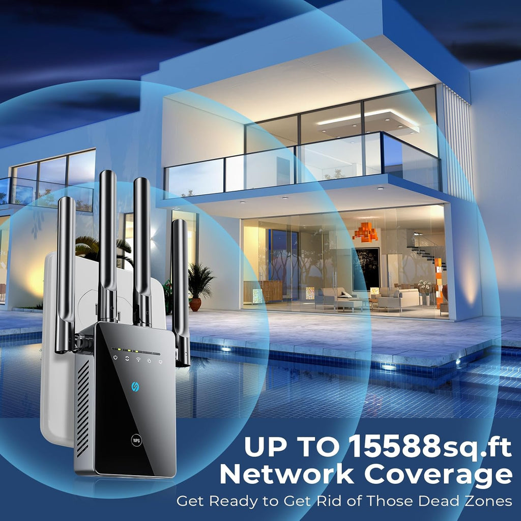2026 Best WiFi Extender Signal Booster - 6X Faster Internet Extender WiFi Booster for Home, Long Range up to 15,588 Sq Ft, WiFi Repeater w/Ethernet Port, 1-Tap Setup, Compatible with Wireless Routers