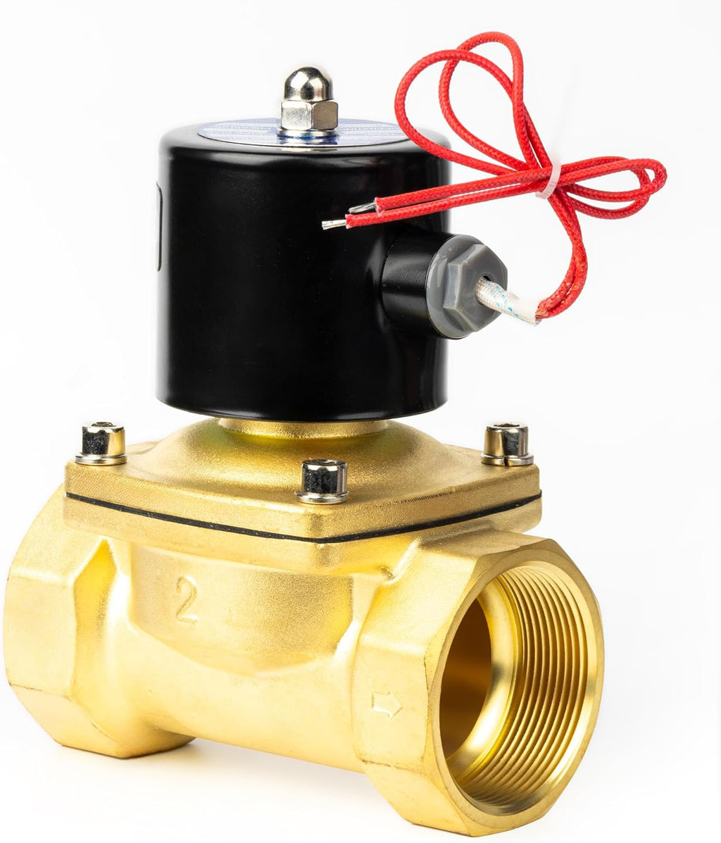 U.S. Solid 2" Solenoid Valve - 110V AC Brass Electric Solenoid Valve, Normally Closed, Viton Seal