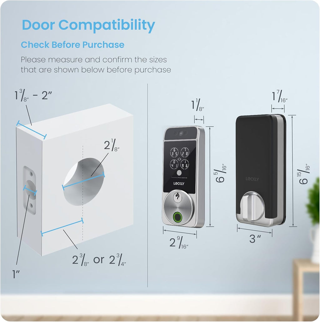 Lockly Visage Zeno Series Smart Lock, Facial Recognition & Fingerprint Keyless Entry Door Lock, Built-in Wi-Fi Deadbolt with Apple Home Key, PIN Genie Keypad, App Remote Control, Easy Installation