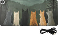 Heated Desk Pad Mouse Pad 31.5x13 Inch PU Leather Desk Mat with 3 Heat Levels Large Mouse Gaming Computer Laptop Mat Cute Wolves Back and Green Mountain