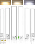 6Pack 12inch Under Cabinet Lighting, Rechargeable Motion Sensor Light Wireless Indoor, Dimmable 3 Color Temps Closet Lights with Remote, Indoor Under Counter LED Lights for Kitchen, Stairs