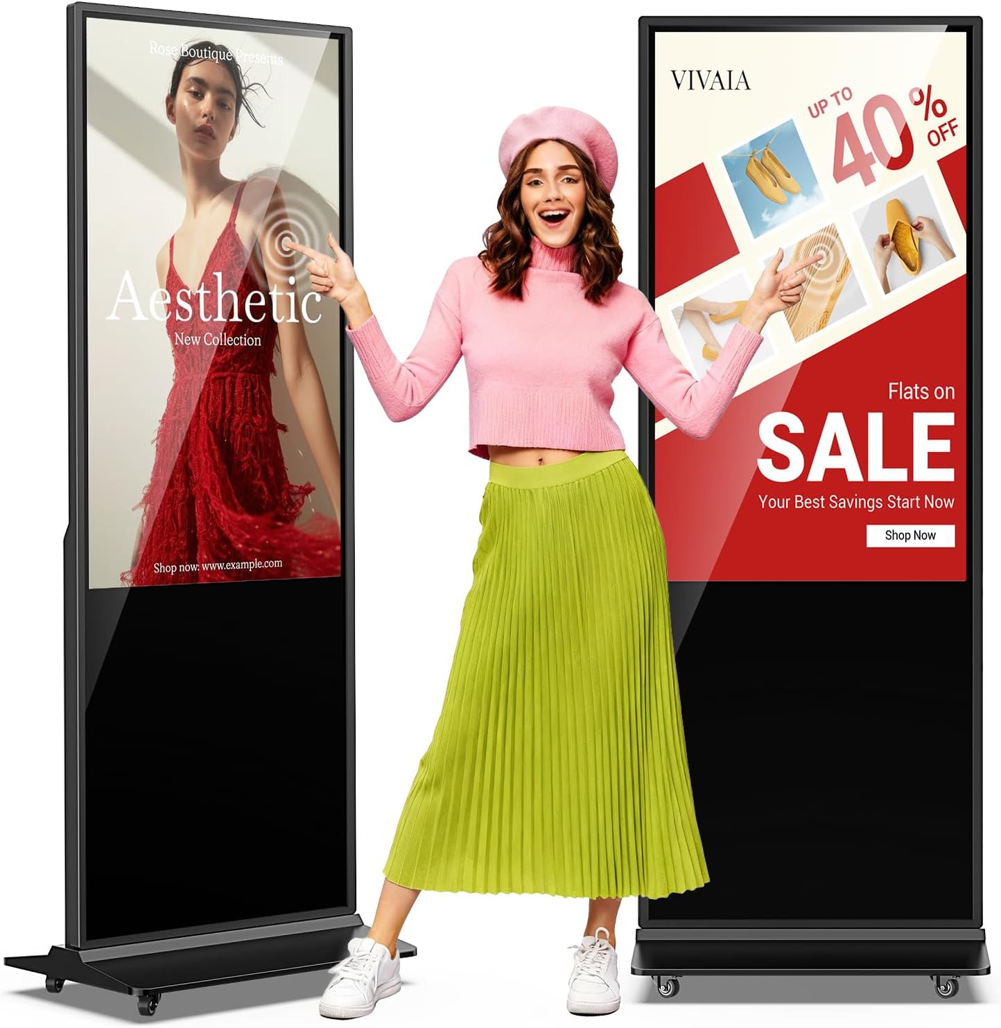 JIYANG 49 Inch Digital Signage Display,Indoor Floor Standing Touchscreen Advertising Display Kiosk Android System,Commercial LCD Totem Support HDMI-in,Store Displays Screens and CMS System(Black)