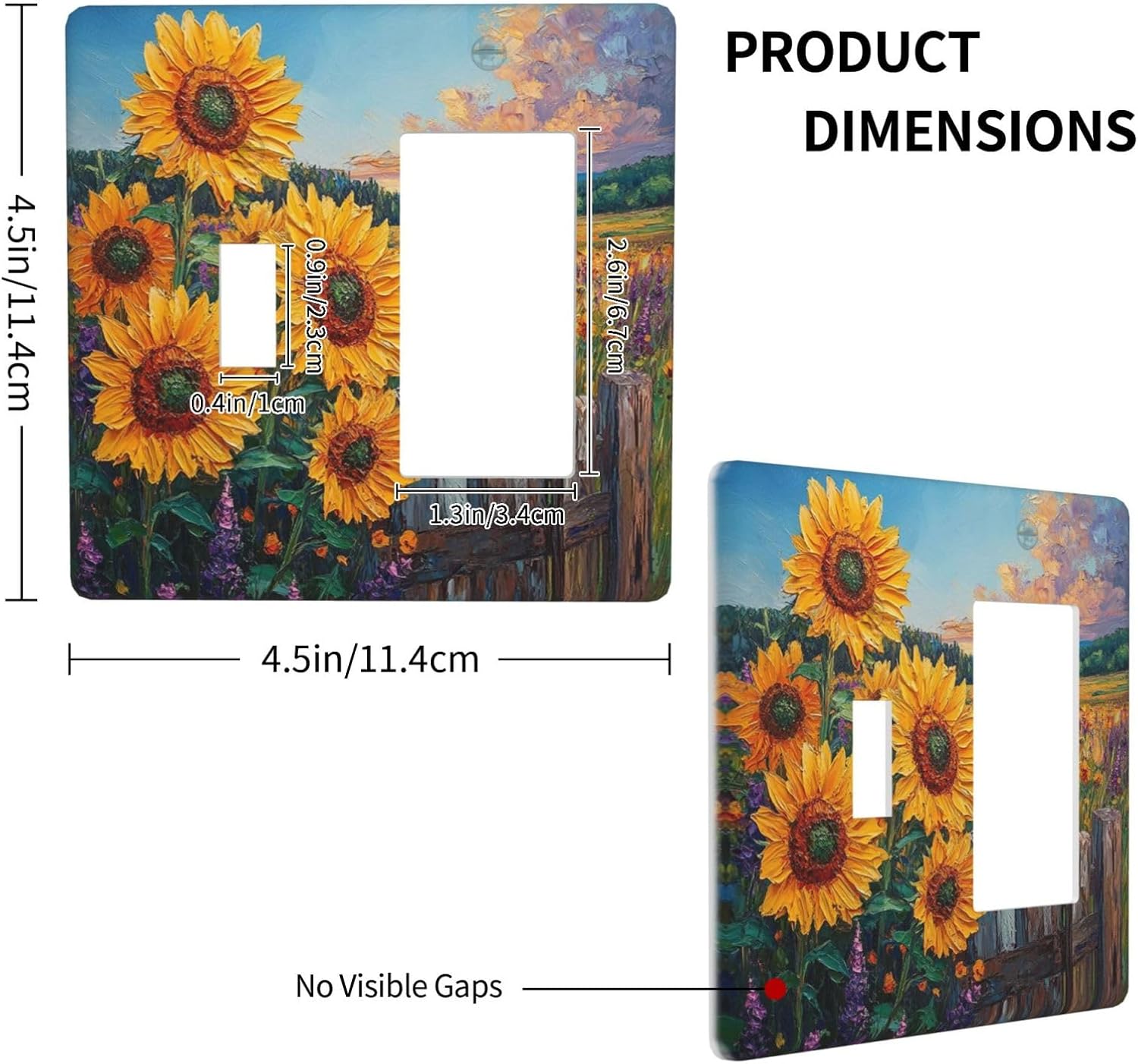Decorative Outlet Covers Rustic Wilderness Sunflower Lavender Muzha Oil Painting 2 Gang 1 Gang Wall Plate Cover Single Toggle Rocker Combo Light Switch Cover Plate