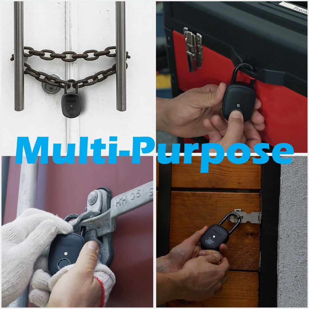 Smart Fingerprint Padlock with Key, Biometric Padlock with APP, Suitable for Outdoor and Heavy Duty, IP65 Waterproof.