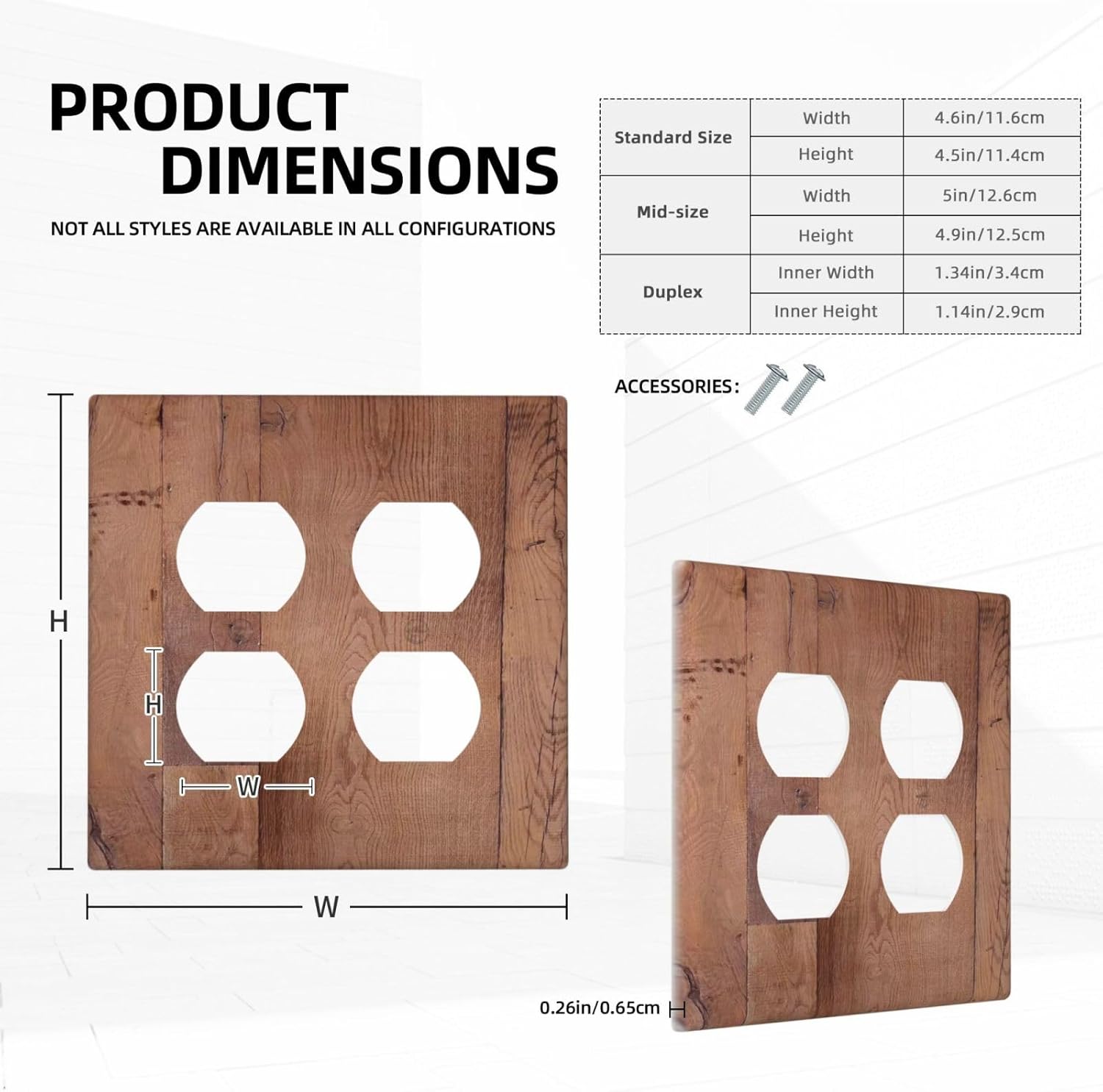 Rustic Brown Dark Wood Texture Printing Outlet Covers 2 Gang Double Duplex Decorative Light Switch Covers Electrical Wallplates Socket Faceplate For Farmhouse Cabin Decor
