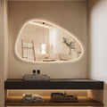 Niccy Irregular LED Bathroom Mirror, 24"x40" Asymmetrical Backlit Vanity Wall Mirrors, Frameless Lighted Mirrors for Bedroom, Living Room, Modern Smart-Mirror with Anti-Fog, Dimmable, Memory Function