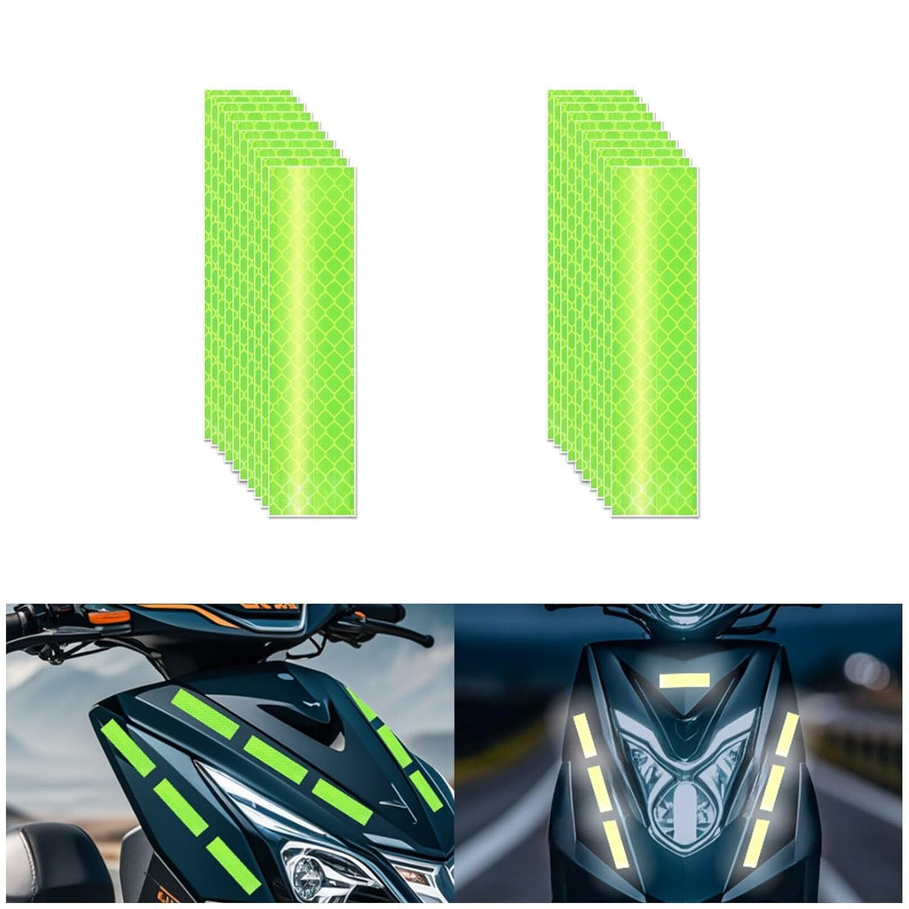 Non Fading Fluorescent Yellow Reflective Stickers 1 inch X 4 inch, Outdoor Waterproof High Visibility Safety Adhesive Reflector (20 Pcs)