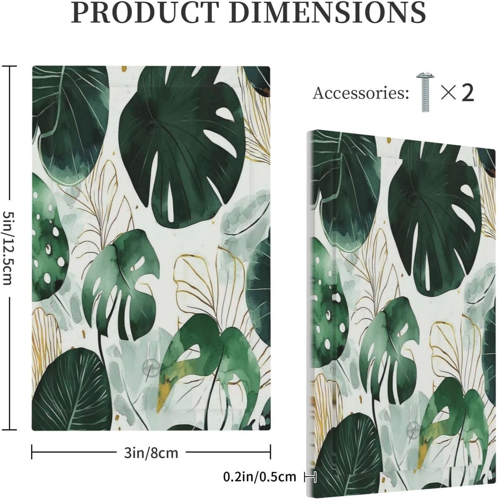 Boho Tropical Green Leaf Watercolor Banana Leaves Light Switch Cover Plate 1 Gang No Device Blank Electrical Wall Plates Faceplate Decorative Switch Plate For Bed Room Living Room Decor