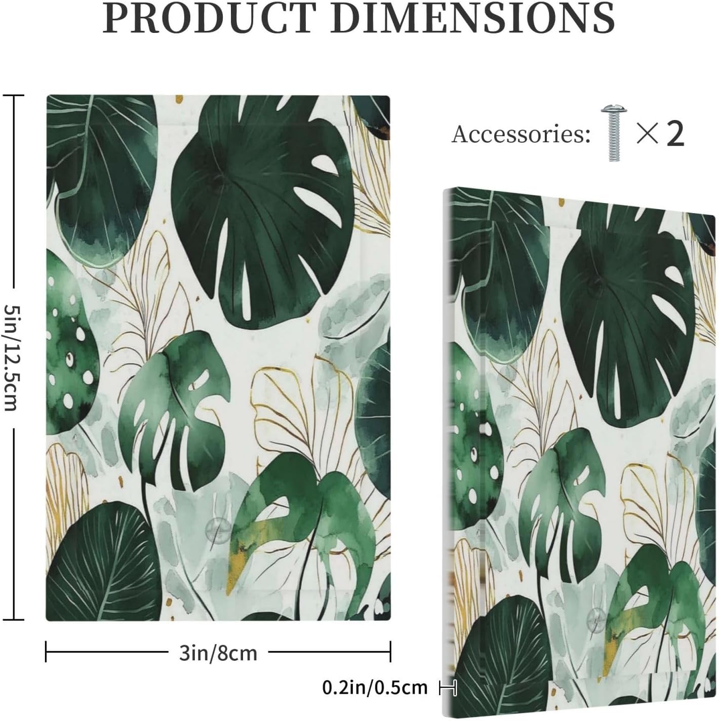 Boho Tropical Green Leaf Watercolor Banana Leaves Light Switch Cover Plate 1 Gang No Device Blank Electrical Wall Plates Faceplate Decorative Switch Plate For Bed Room Living Room Decor