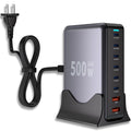 500W GaN USB C Charger Block Charging Station 8 Port Fast Charger Block with Dual 100W PD USB-C Fast Charging Station Hub Compatible with iPhone 17/16 15/14/13/Pro Max/MacBook Pro/Air/All iPad (Black)