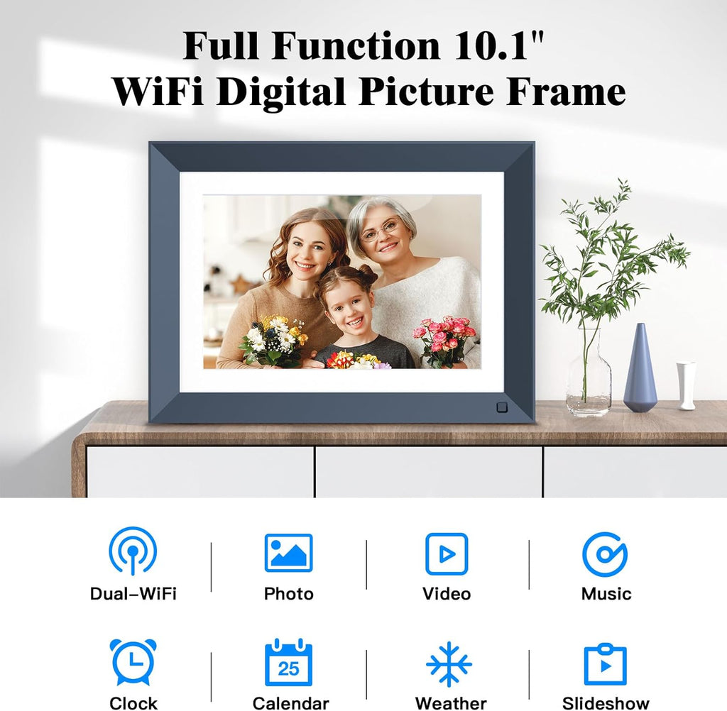10.1-inch Digital Picture Frame Smart-Photo-Frame - Digital Frame with 1920 * 1200 IPS Touch Screen, Auto Rotate, 16GB Storage, Load Photos Videos from Phone via App or Email, Birthday Gifts for Mom